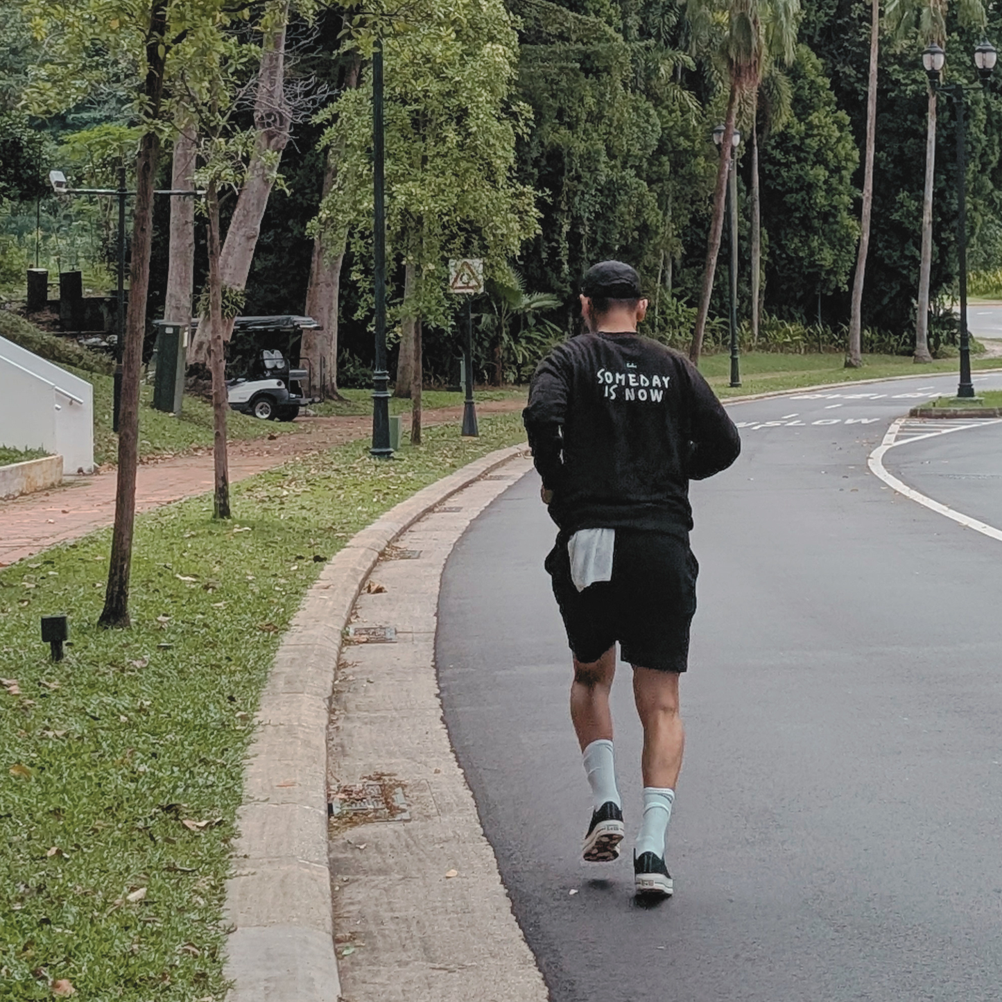 Black sweatshirt & shorts set made from midweight cotton. They are soft, breathable, and easy to wear across different settings. Comfortable enough for long days, without feeling too light or flimsy.