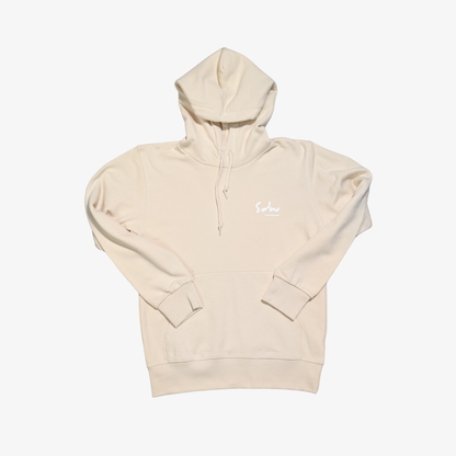 Beige hoodie for slower days. Made from heavyweight cotton, this hoodie feels soft on the inside with enough weight to keep you warm without overheating. Comfortable for long days out or quiet time in.